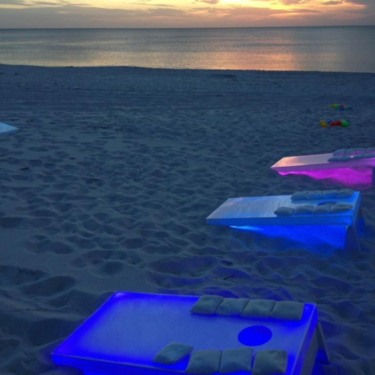 Night time LED Cornhole games Light Up Yard Game Toss