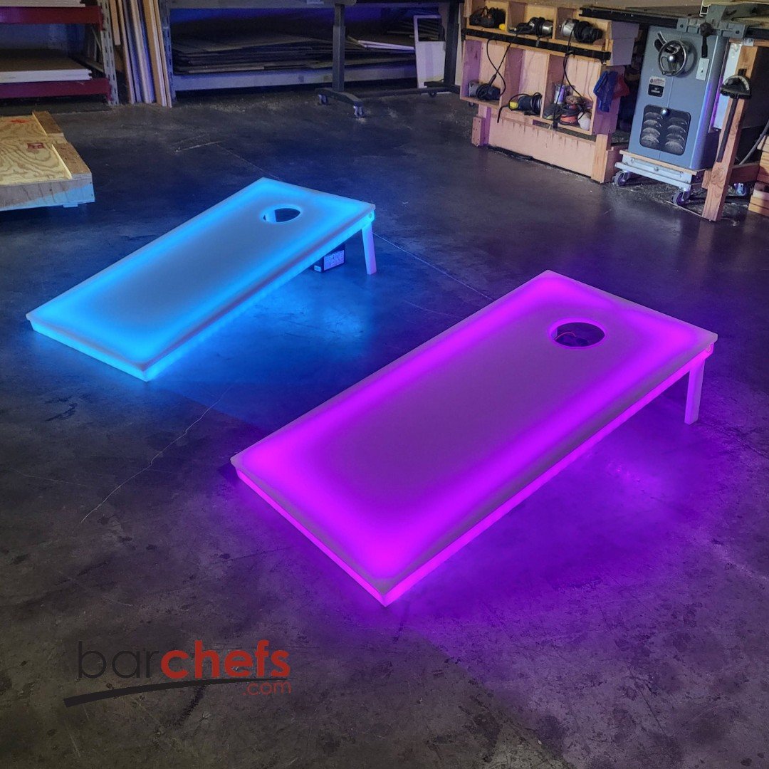 LED Light up cornhole board set Portable Corn Hole Yard Game Toss Pink Blue