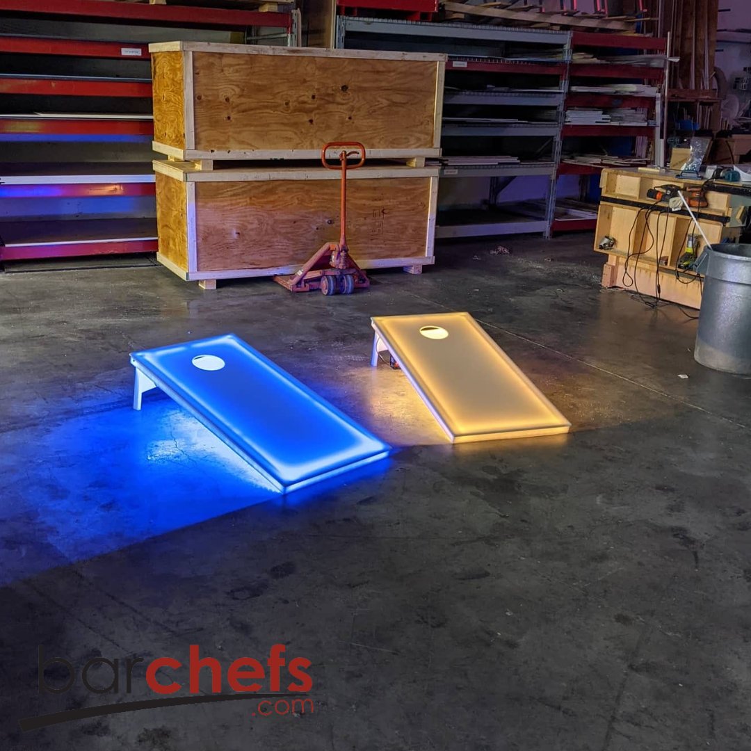 LED Light up cornhole board set Portable Corn Hole Yard Game Toss Yellow Blue