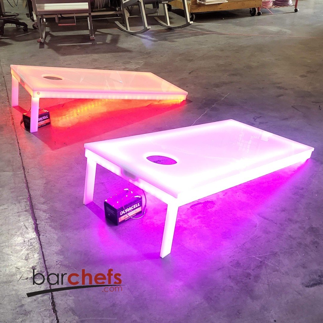 Light up Corn Hole Yard Game Toss Set Board Bag Toss Throw LED Red Pink Electric Electrical Wire Battery