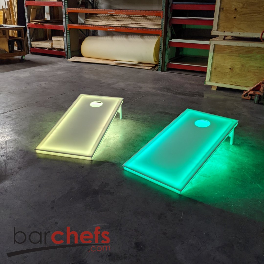 Light up Corn Hole Yard Game Toss Set Board Bag Toss Throw LED Green Yellow