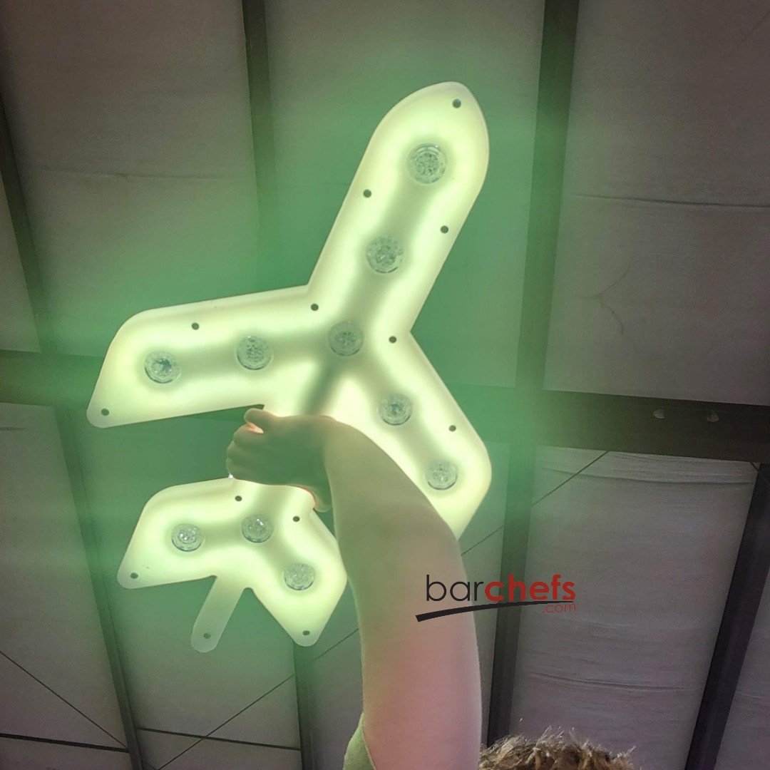 LED RGB Color Light Up Glow Shot Serving Tray Fun Party Alcohol Shooters Liquor Drink Drinking Aviation Airplane Air Plane Novelty Serving Bar Restaurant Yellow Green