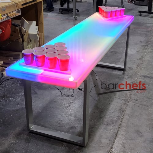 LED Beer Pong Table Glow Pink Blue Red Solo Cups Rack Standard Party