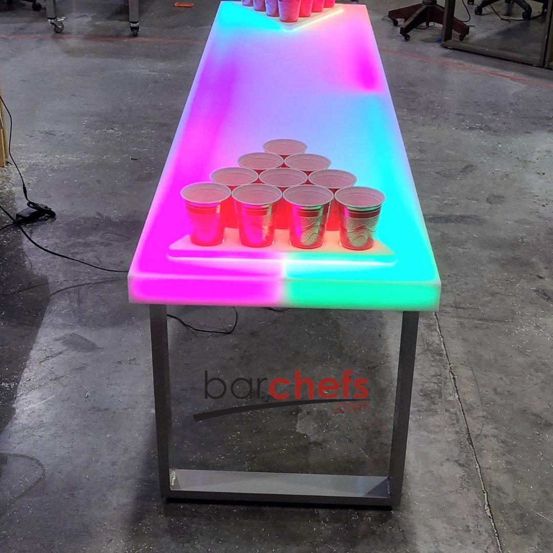 Beer Pong LED Glow Table Party Game Red Solo Cups Rack Pink Green