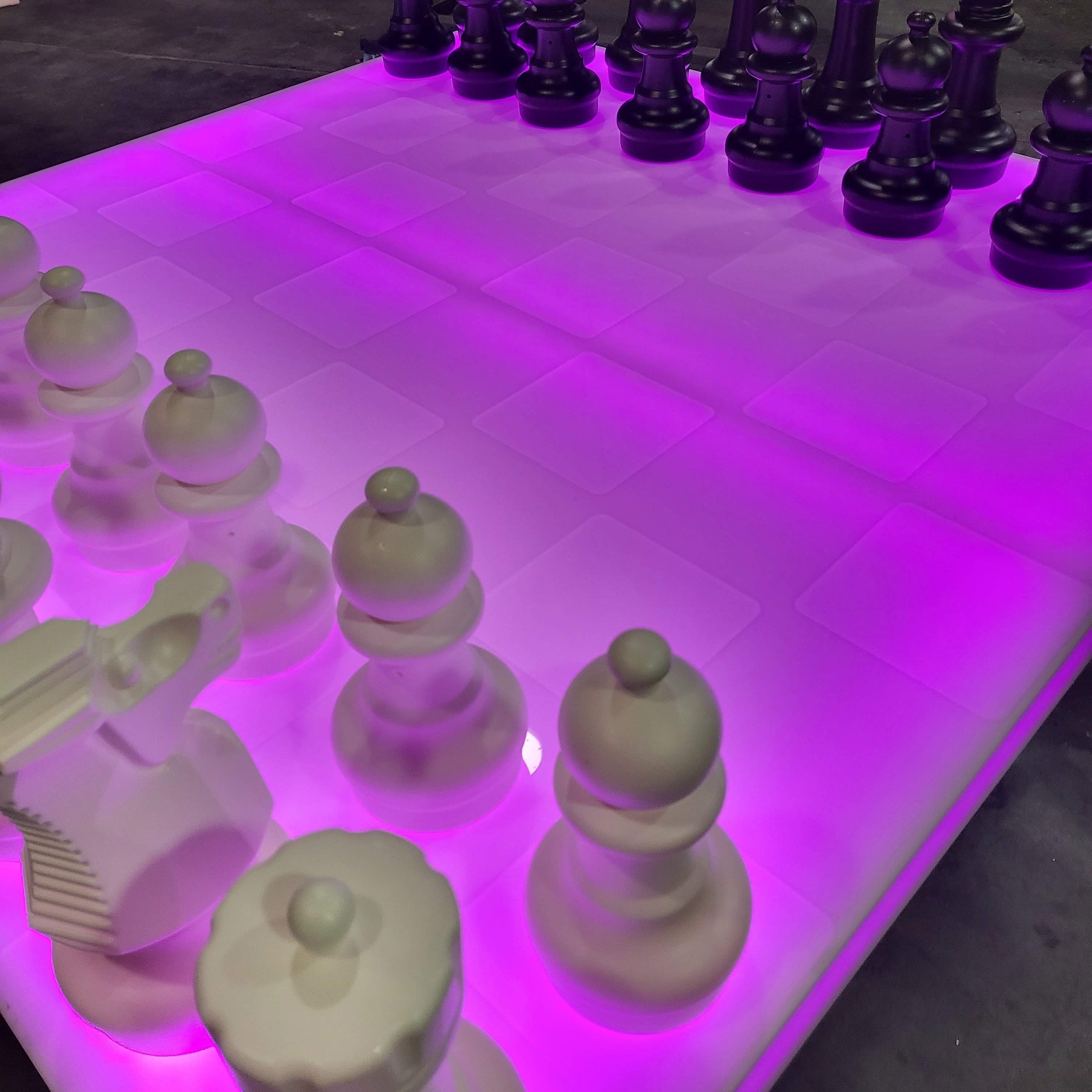 LED Chess Game Board Pink White Black Pawn Knight Rook