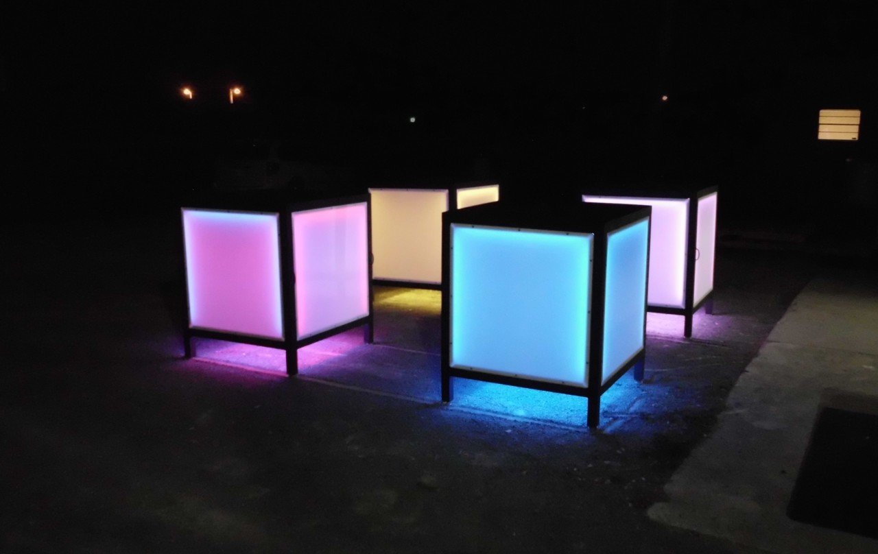 LED RGB Glow Light Up Stage Table Section Modular Performer Performance Fun Night Club Nightlife Party Orange Pink White Blue