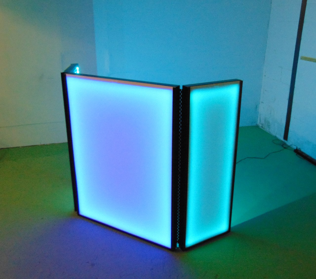 LED RGB Light up Glow DJ Booth Facade Foldable Folding Portable Panels Cover Party Nightlife Music Booth Color Colors Colorful Blue