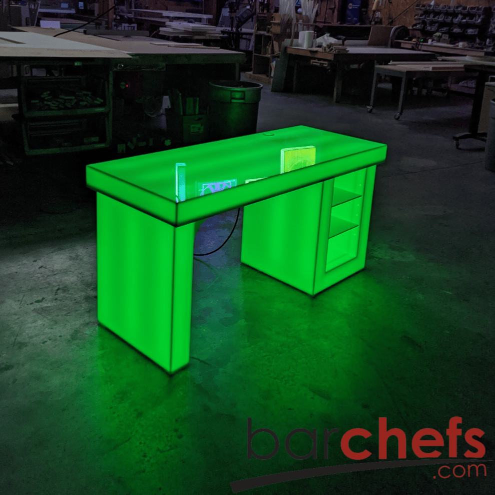 LED Gaming Desk Small Boys Gamer Gift Shelves Unique Glow Cool Man Cave Den Office Green RGB Streaming