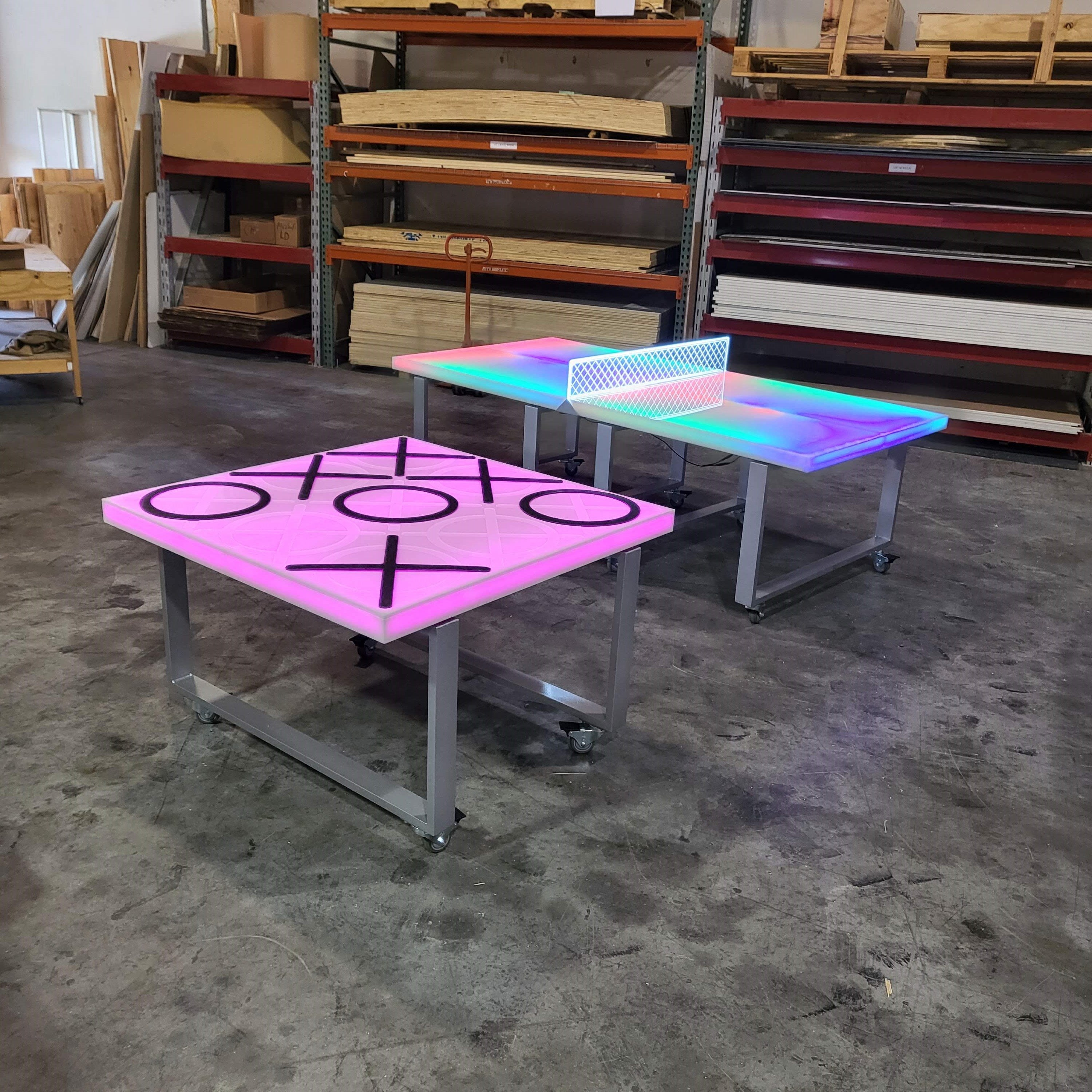 LED Glow Multi Game Board Glow Pink Multi Color Rainbow Table Ping Pong Tic Tac Toe Tic-Tac-Toe