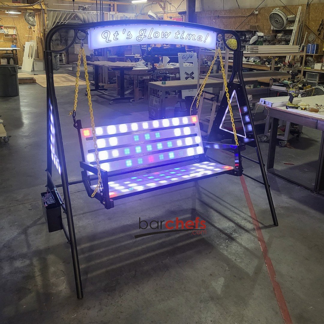 Outdoor Swing Set Bench Glow LED White Blue Red Orange