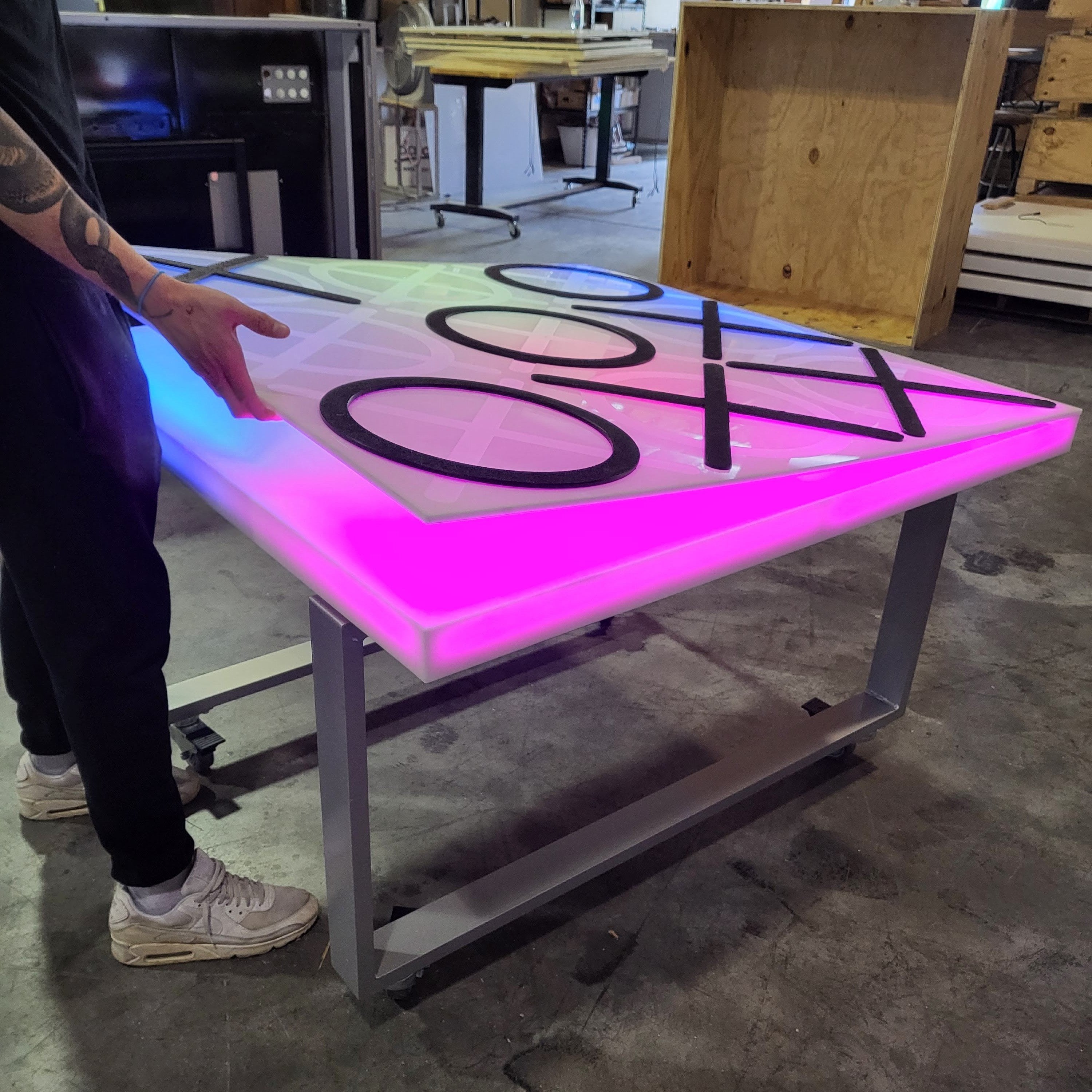 LED Tic Tac Toe Tic-Tac-Toe Glow Board Lift Arm Tattoo Get Some New Shoes My Man