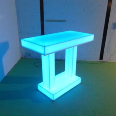 LED Twin Dual Column Side Table Glow Light Cool Living Room Furniture Bar-Height Bar Height Light Blue