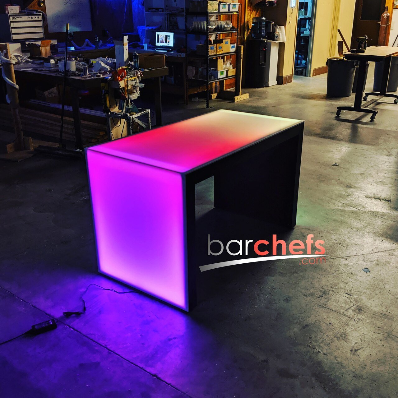 LED Waterfall Table Glow Light Desk Unique Pink Dark