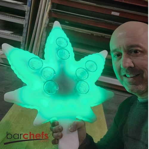 Weed Marijuana Ganja Bud Pot Plant Leaf Tree Trees Devil's Lettuce Reefer Mary J Jay Jane Ganj Shot Shooter Shooters Serving Serve Server Tray Restaurant Bar Event Night Club Nightlife Alcohol Liquor Drink Drinking Drunk Party Smoke Cheef Fun Novelty Green