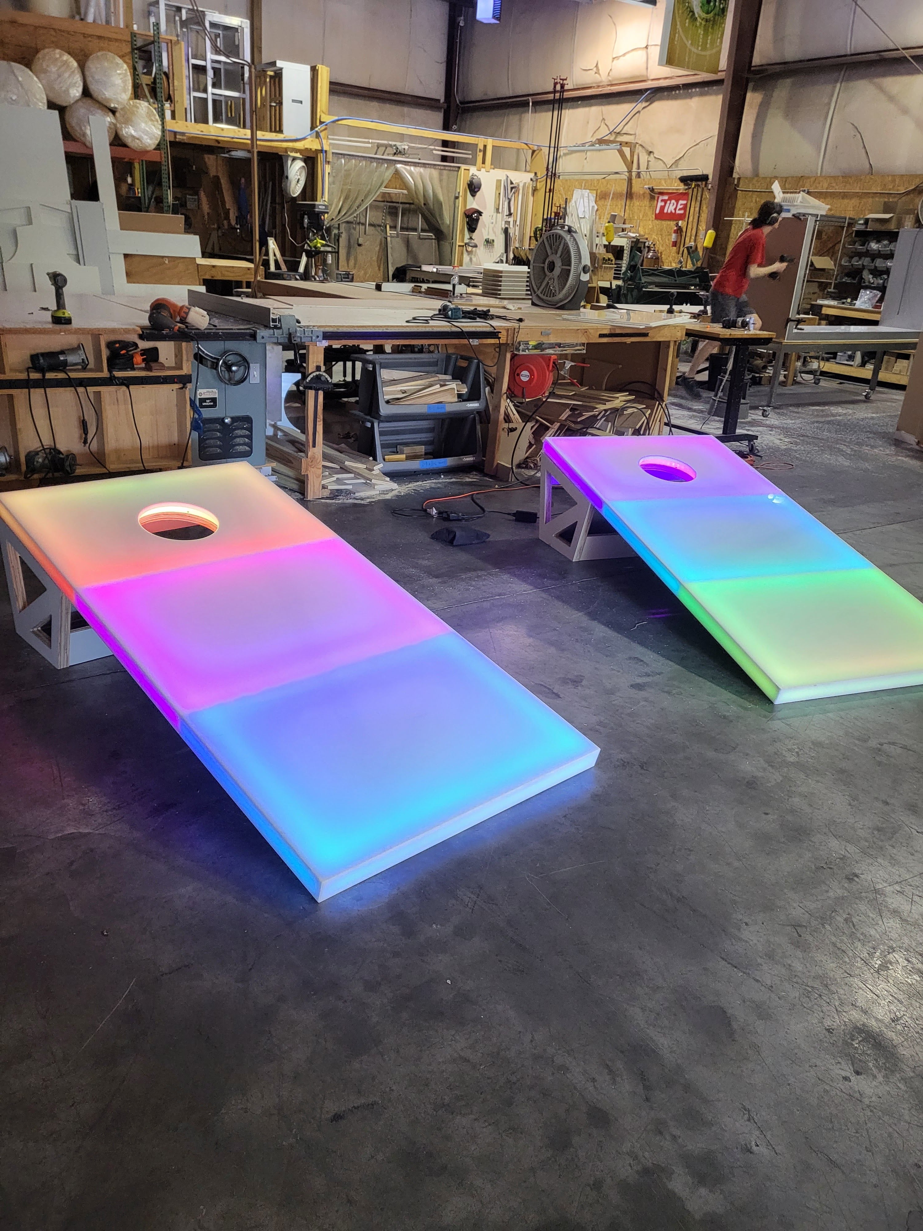 Jumbo Tri-Glow Cornhole Boards | Three-Color LED Cornhole Set