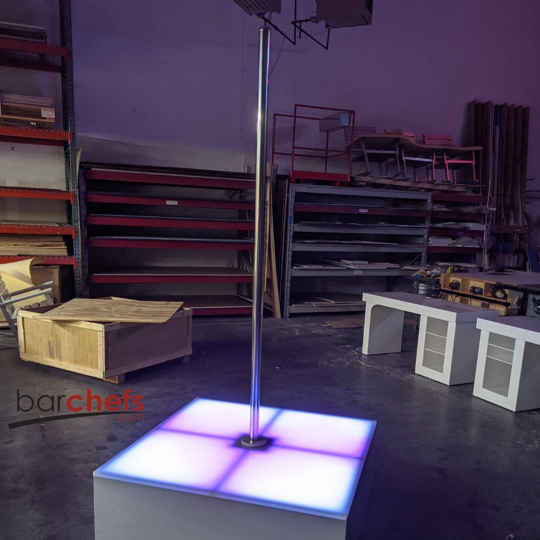 Portable Movable Transportable Stripper Exotic Gogo Dancer Entertainer Pole Stage LED Color Night Club Party Fun White Pink Purple