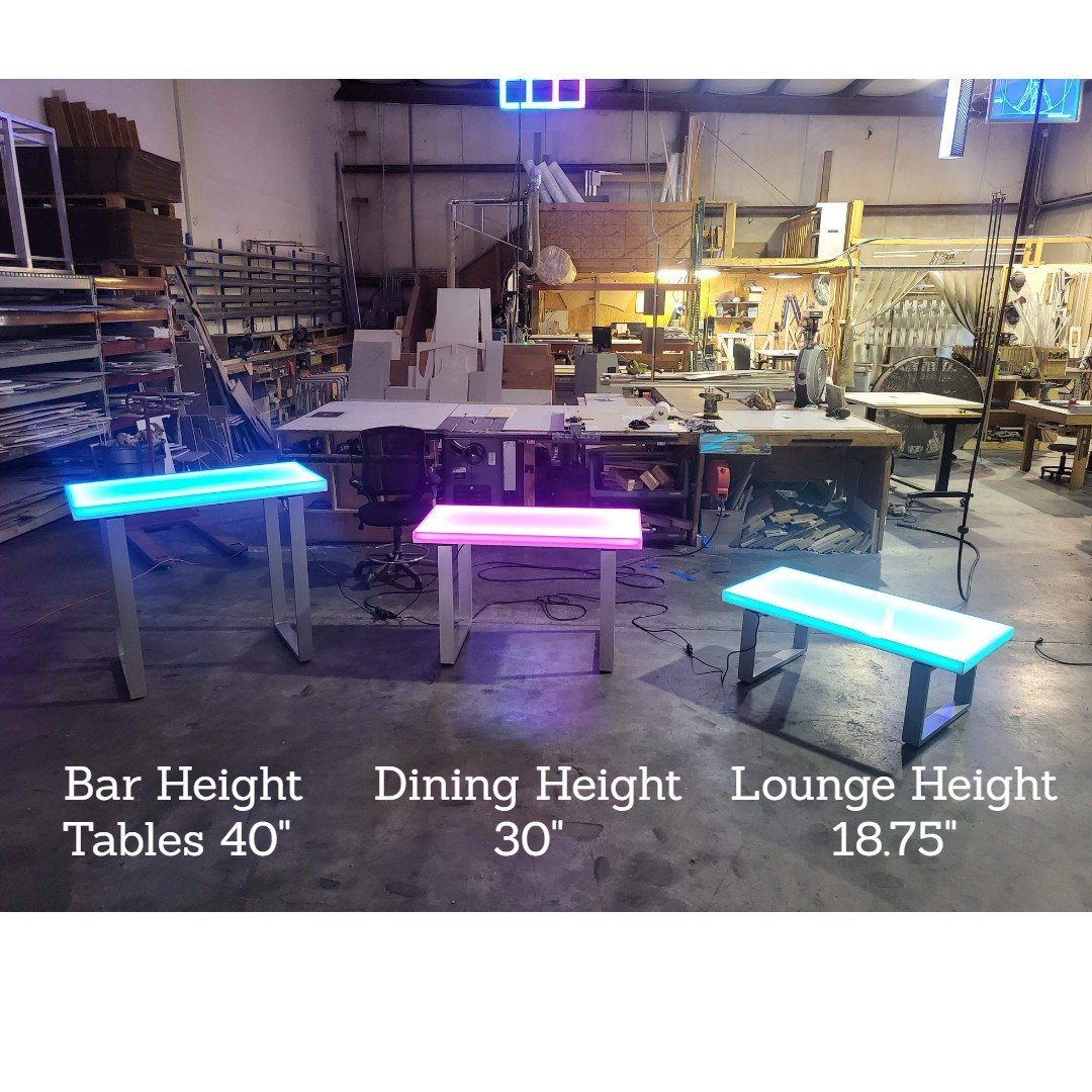LED Portable Movable Table Desk Top Furniture Custom Size Fits Any Space Gift Living Room Glow Blue Pink Varying Height