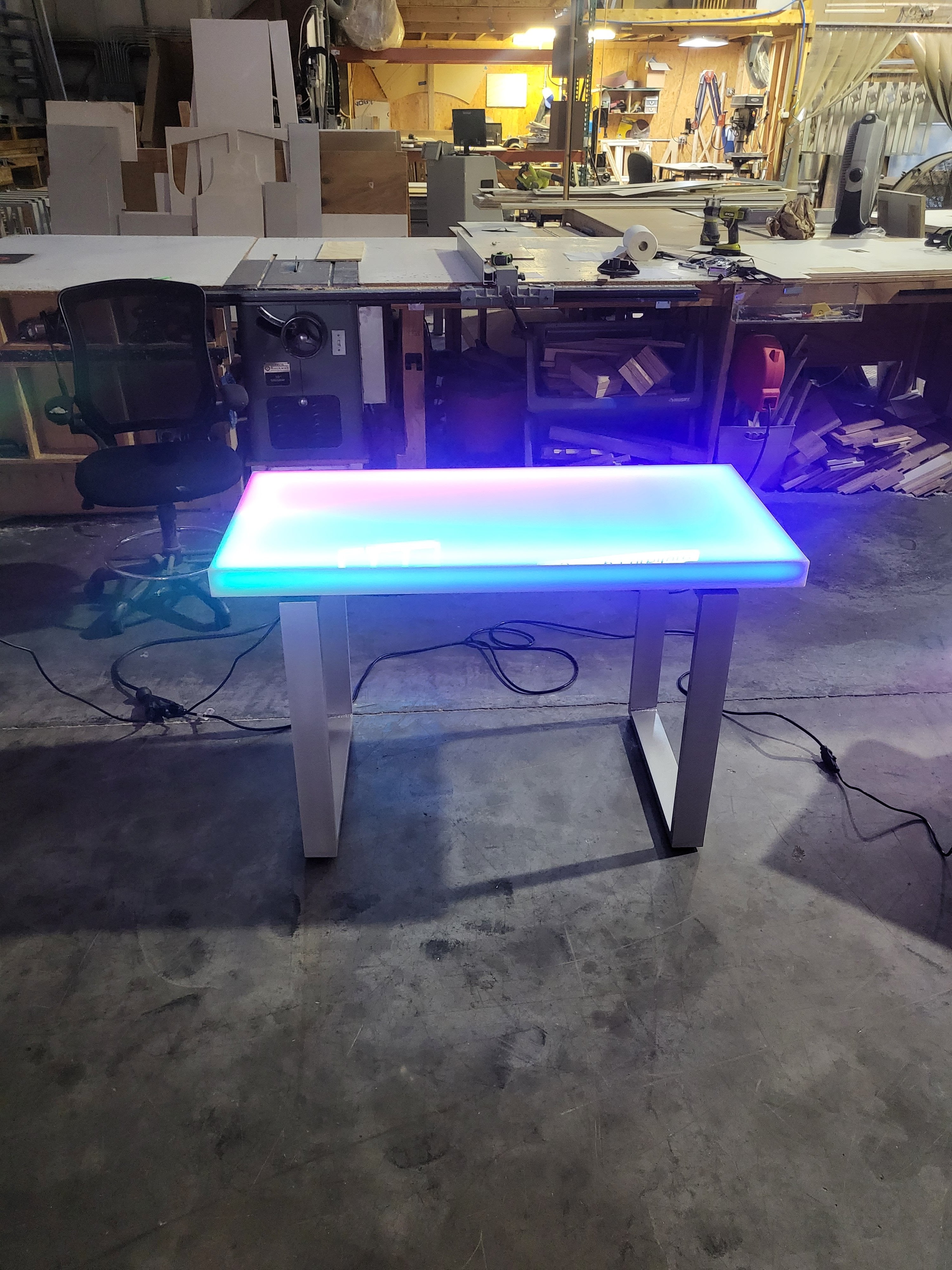 LED Portable Movable Table Desk Top Furniture Custom Size Fits Any Space Gift Living Room Glow Light Blue Pink