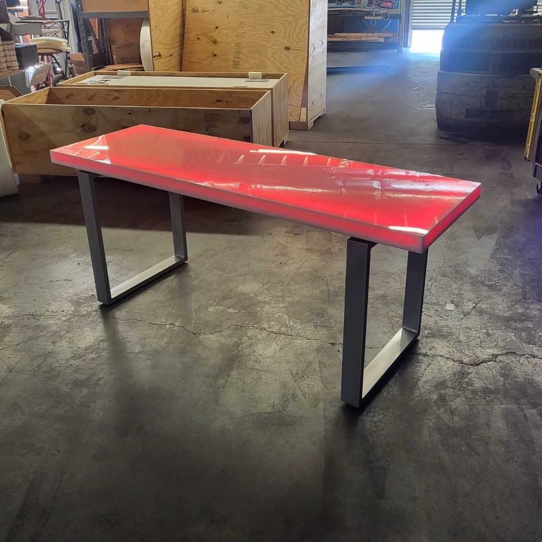 LED Portable Movable Table Desk Top Furniture Custom Size Fits Any Space Gift Living Room Glow Light Red
