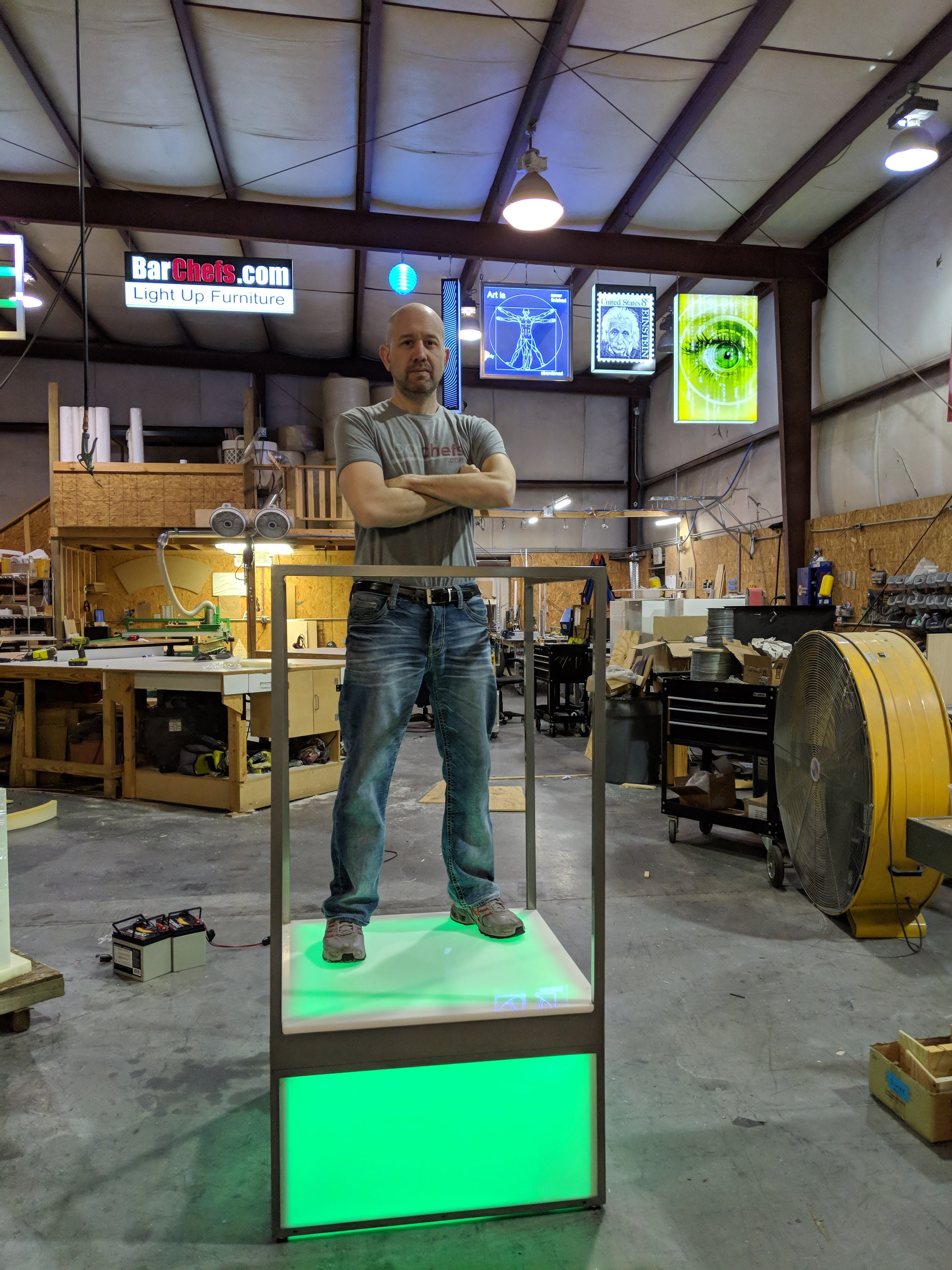 Light-Up Dancing Pedestal + Handrail | Go-Go Dance Stages