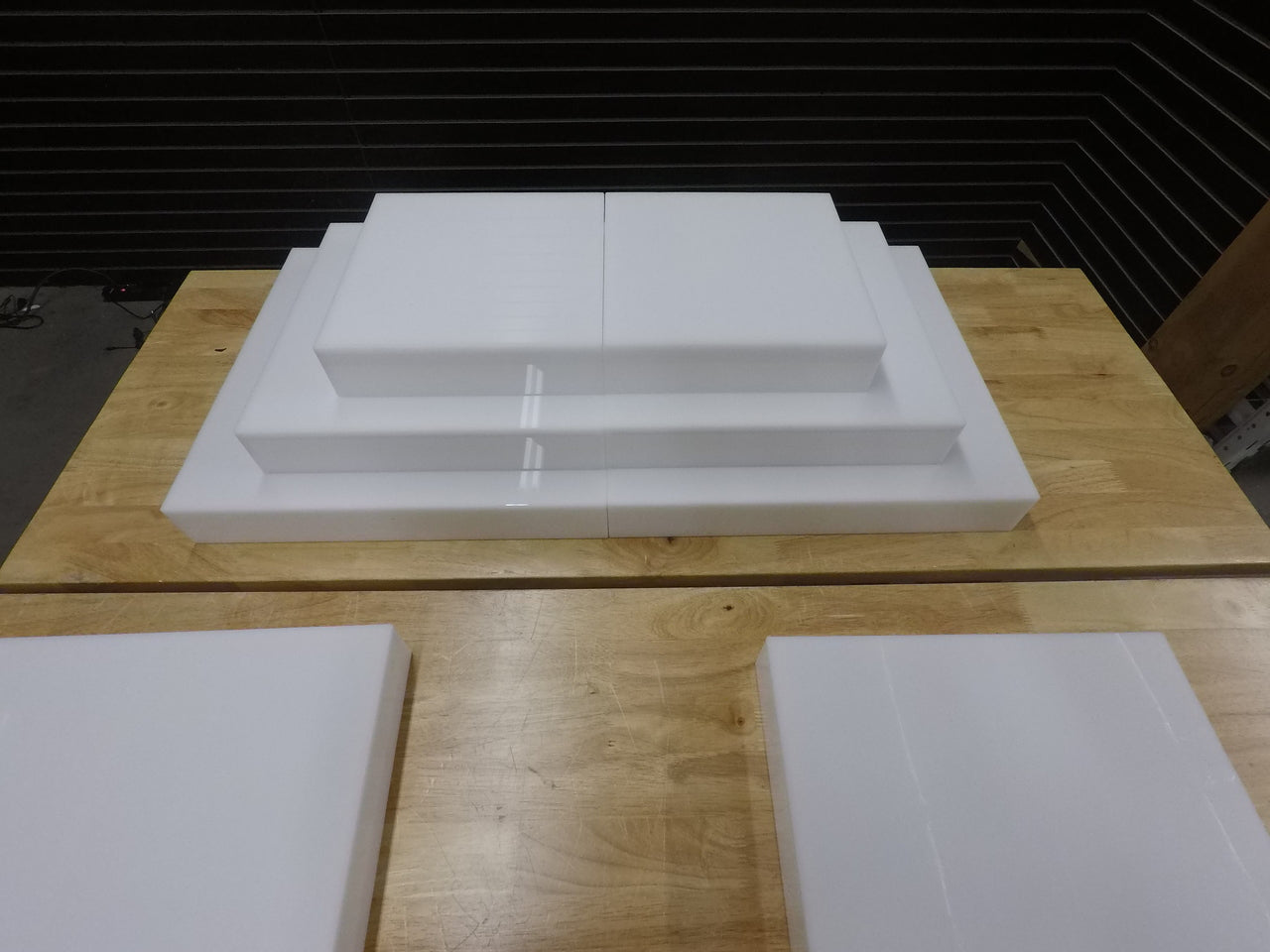 Stackable Translucent Risers | White acrylic catering & food displays