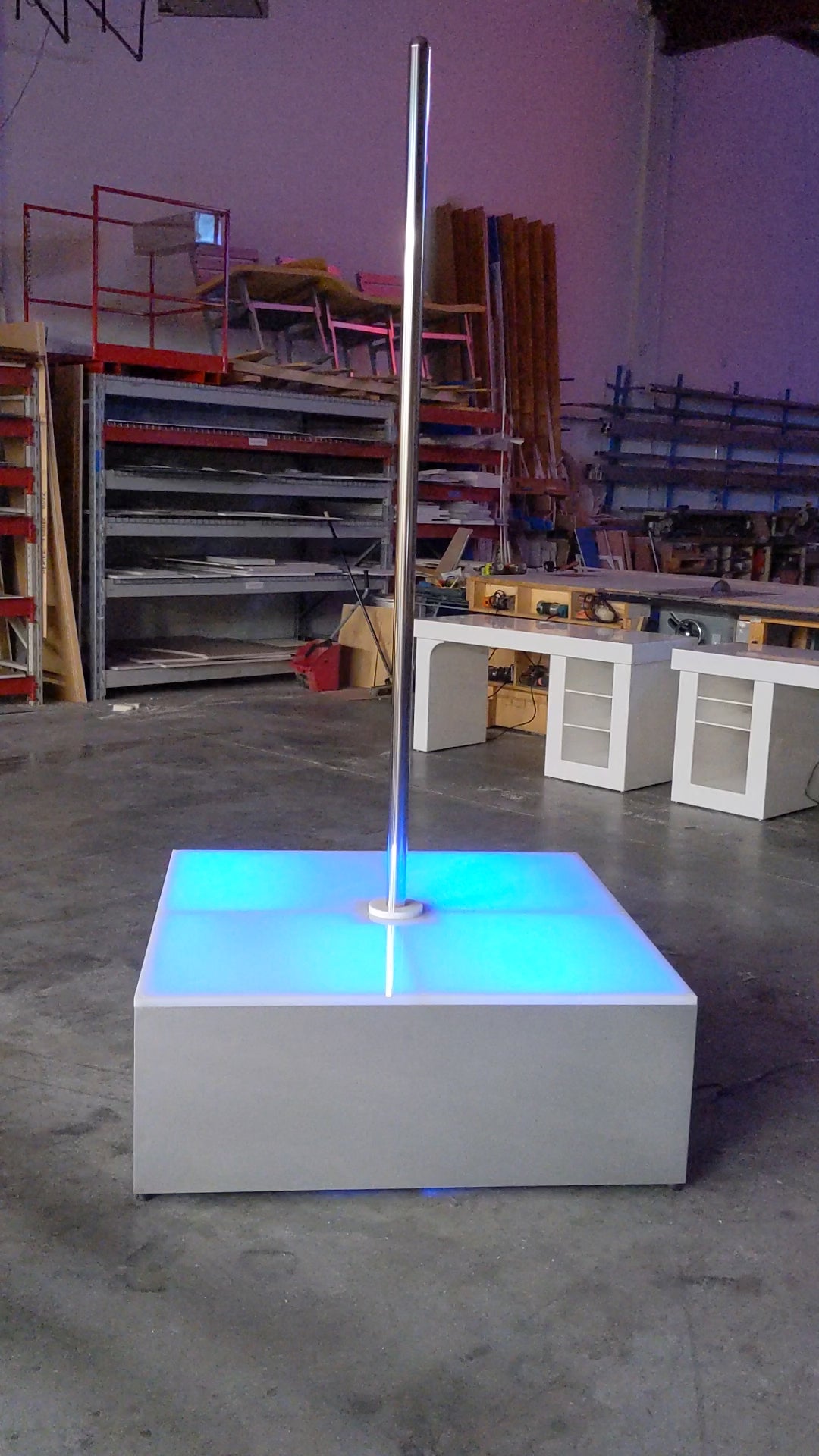Portable Movable Transportable Stripper Exotic Gogo Dancer Entertainer Pole Stage LED Color Night Club Party Fun Blue