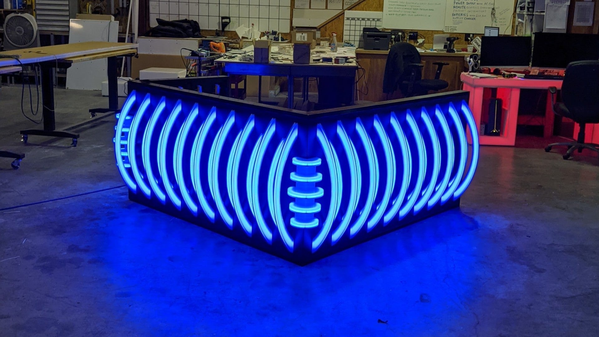 Rolling DJ Booth with built in TV and Lighting