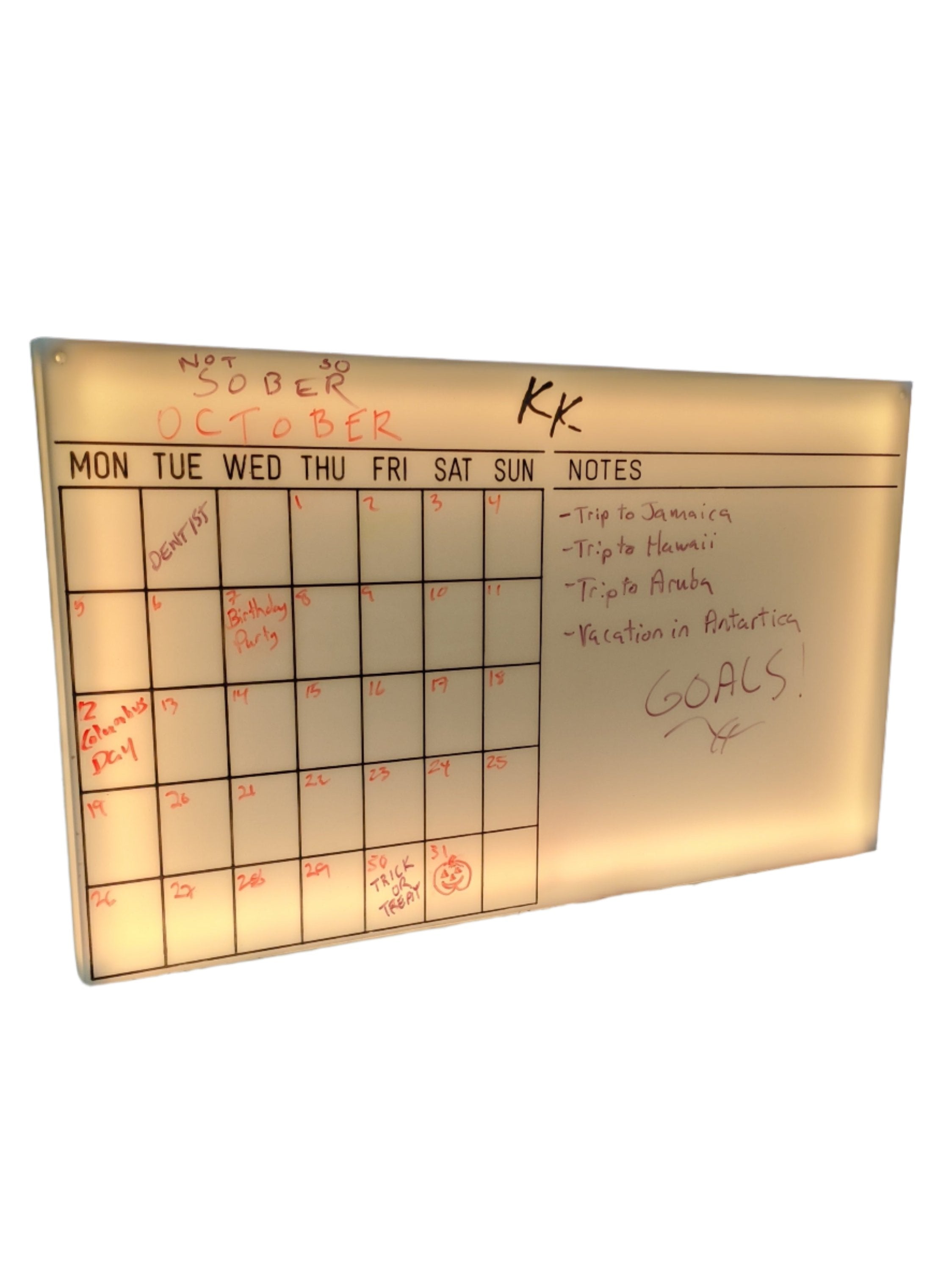 Dry Erase LED Calendar Board