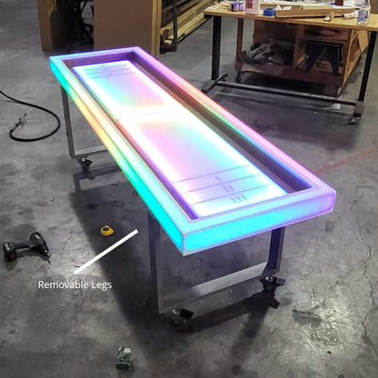 LED Light-Up Shuffleboard Table | Collapsible Model for Event Planners and Party Rentals