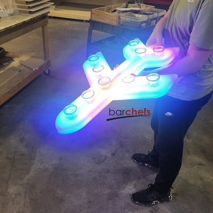 LED RGB Color Light Up Glow Shot Serving Tray Fun Party Alcohol Shooters Liquor Drink Drinking Rainbow Aviation Airplane Air Plane Novelty Serving Bar Restaurant