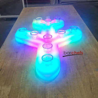 LED RGB Color Light Up Glow Shot Serving Tray Fun Party Alcohol Shooters Liquor Drink Drinking Rainbow Aviation Airplane Air Plane Novelty Serving Bar Restaurant