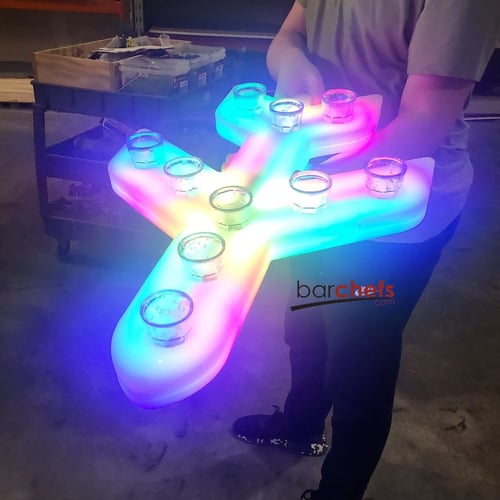 LED RGB Color Light Up Glow Shot Serving Tray Fun Party Alcohol Shooters Liquor Drink Drinking Rainbow Aviation Airplane Air Plane Novelty Serving Bar Restaurant