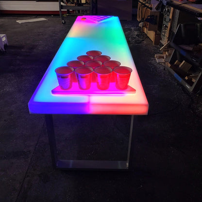 LED Beer Pong Table Glowing Rack Red Solo Cups Party