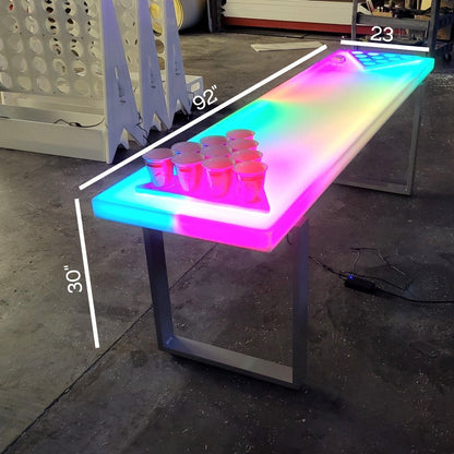 Measurement Measurements Dimensions Inches LED Glow Beer Pong Table Game Party Rainbow