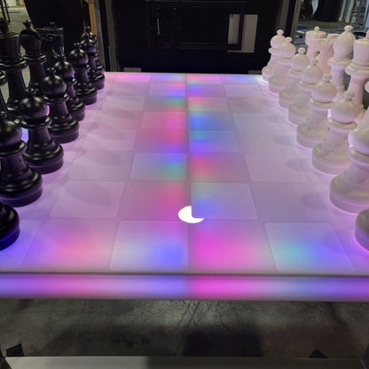 LED Chess Board Game Table Glow Rainbow Black White Pink Blue Green Rainbow Pawn Rook Knight Bishop Queen King