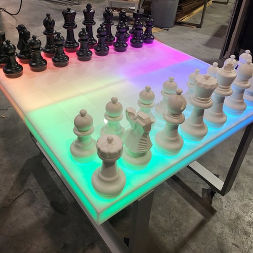 LED Chess Table Board Game White Black Rainbow Pawn Rook Knight Bishop King Queen