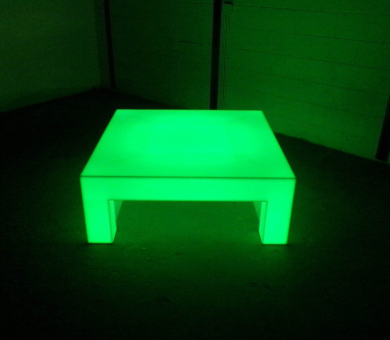 LED Acrylic Glow Bright Light Fun Furniture Coffee Lounge Table Living Room Sturdy Unique Green Night Dark