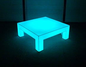 LED Acrylic Glow Bright Light Fun Furniture Coffee Lounge Table Living Room Sturdy Unique Light Blue