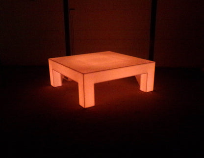 LED Glow Bright Light Fun Furniture Coffee Lounge Table Living Room Sturdy Unique Orange Night Dark