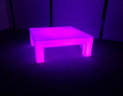 LED Acrylic Glow Bright Light Fun Furniture Coffee Lounge Table Living Room Sturdy Unique Purple Night Dark