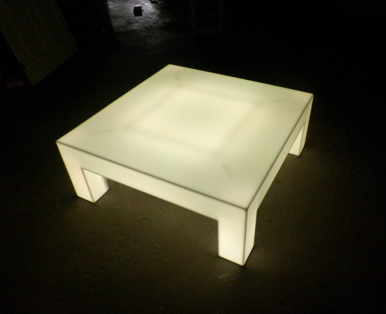 LED Acrylic Glow Bright Light Fun Furniture Coffee Lounge Table Living Room Sturdy Unique Yellow White