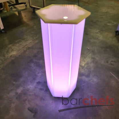 LED Collapsible Foldable Trade Show Table Portable Hexagon Small Business Display Convention VividLite© Pink