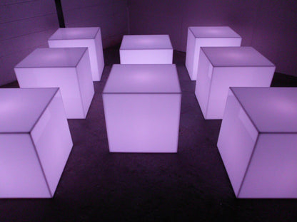 LED Light Up Glow Cube Rectangular Prism Table Seat Acrylic Night Dark Pink Purple White