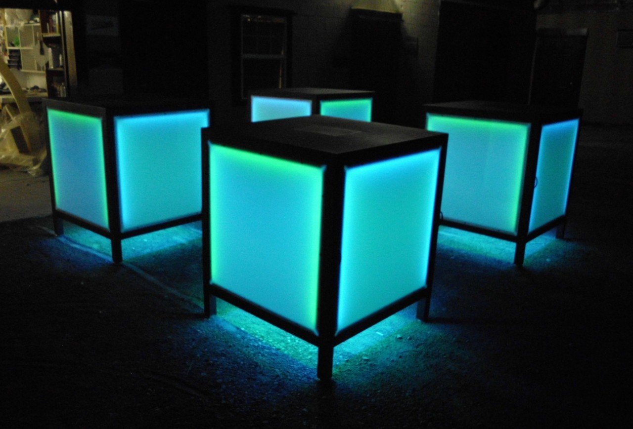 LED RGB Glow Light Up Stage Table Section Modular Performer Performance Fun Night Club Nightlife Party Blue Green