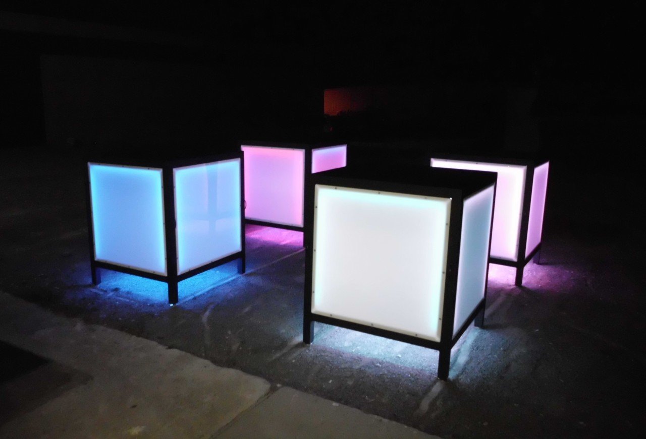 LED RGB Glow Light Up Stage Table Section Modular Performer Performance Fun Night Club Nightlife Party White Bue Pink