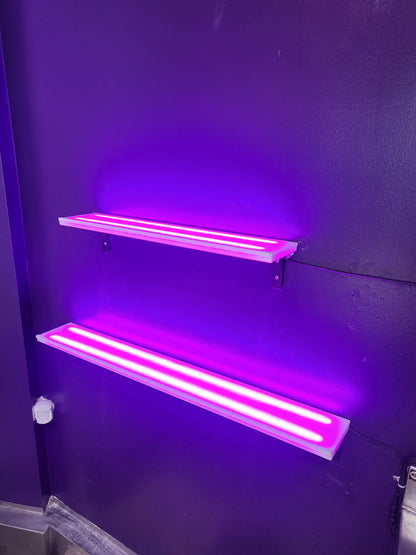 LED Acrylic Glow Bright Light Fun Shelf Shelving Wall Mounted Custom Sizing Bar Display Collection Collectable Storage Purple Pink