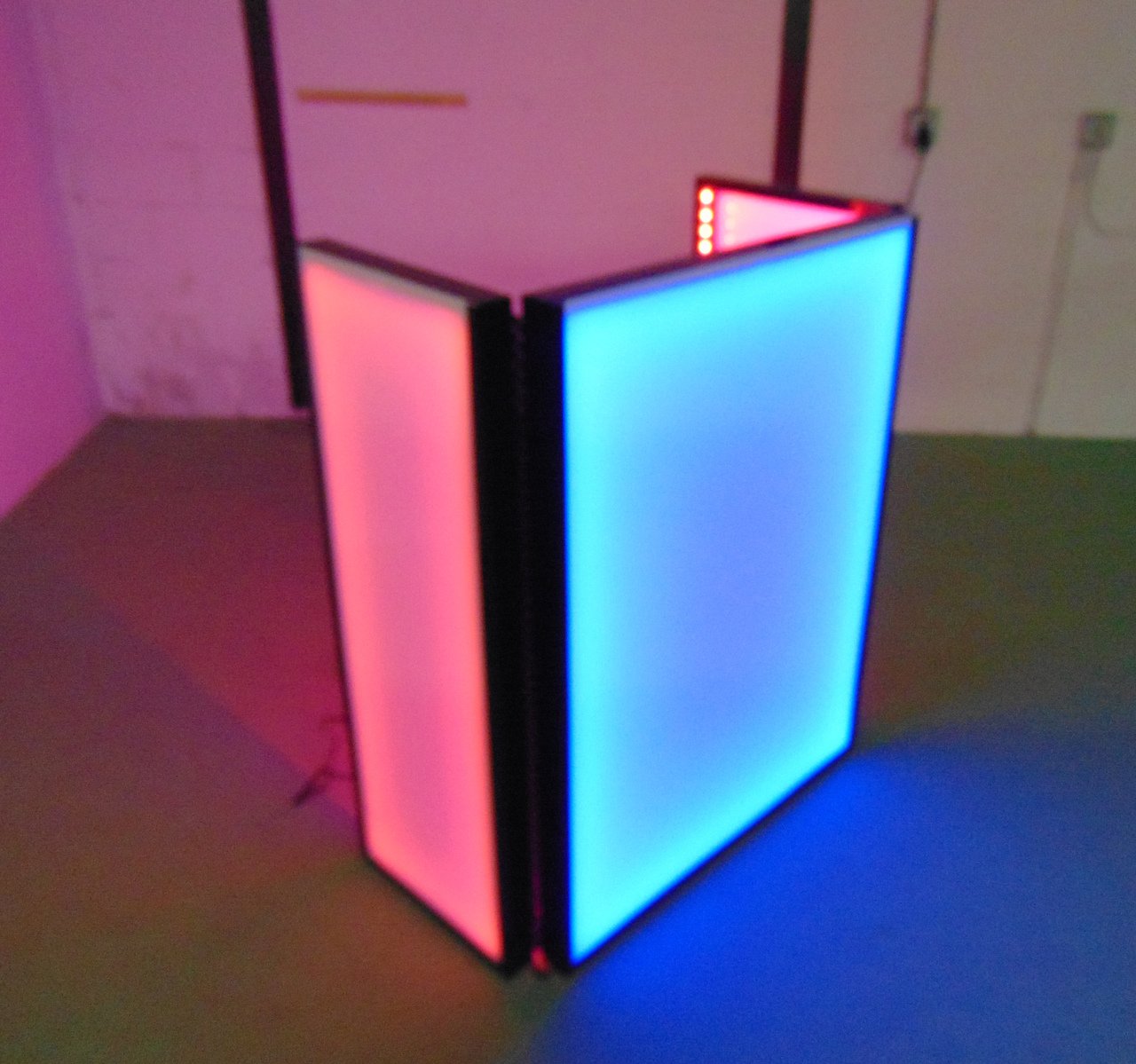 LED RGB Light up Glow DJ Booth Facade Foldable Folding Portable Panels Cover Party Nightlife Music Booth Color Colors Colorful Pink Blue