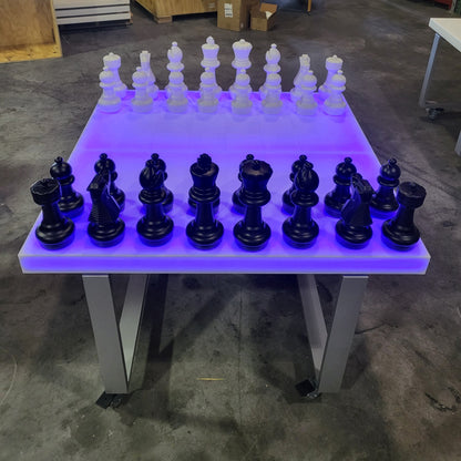 LED Chess Board Glow Board Game Table Black White Blue Pawn Rook Bishop Knight King Queen