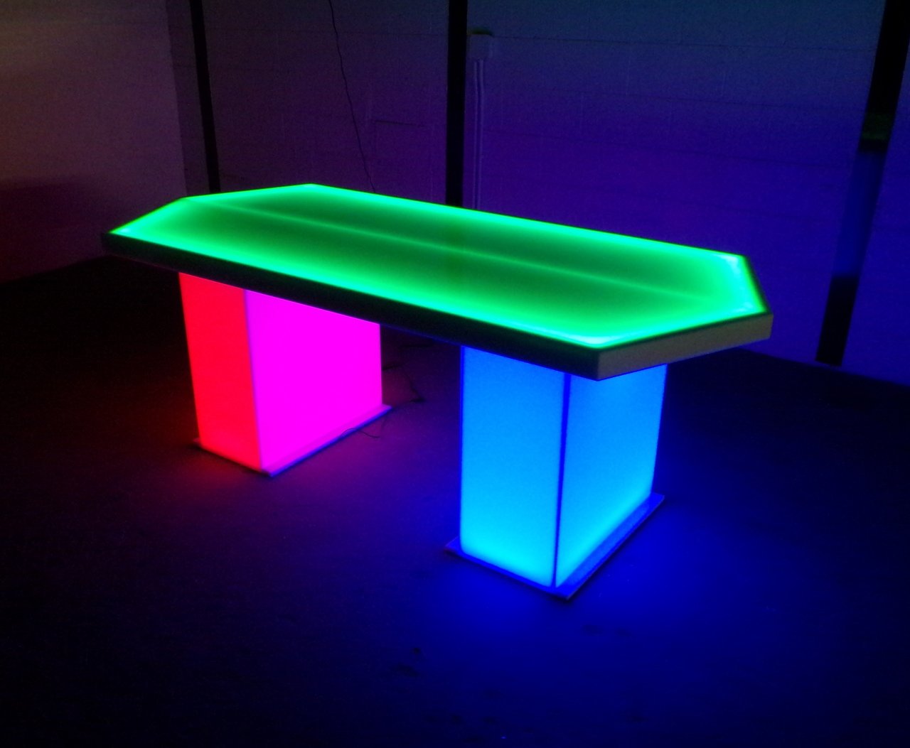 LED Hexagon Table Furniture Glow Light Cool Dining Dark Night Blue Red Green Pink