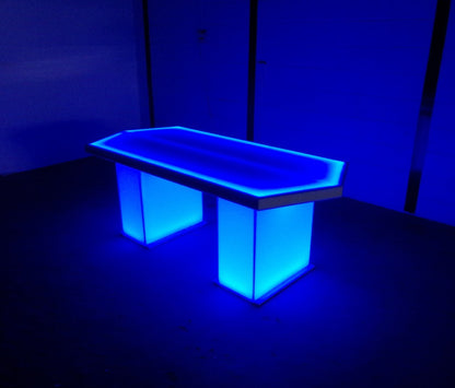 LED Hexagon Table Furniture Glow Light Cool Dining Deep Blue Ocean